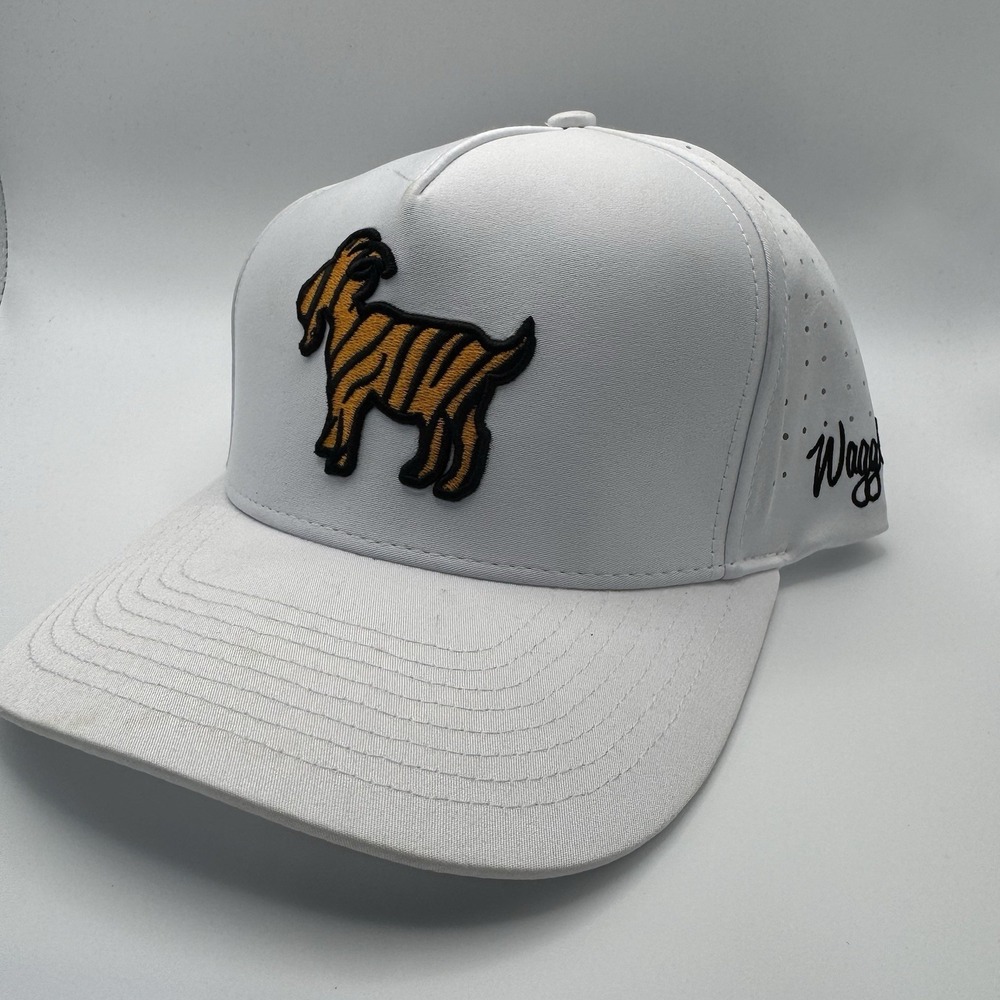 Waggle Golf White Tiger Stripe Goat SnapBack Golf Hat Men's Causal Preppy